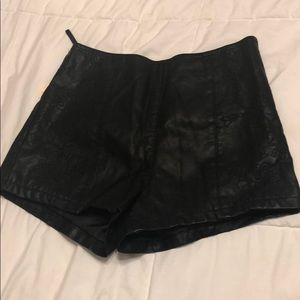 High waisted leather shorts